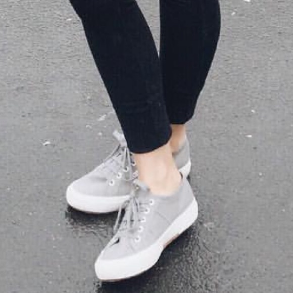 SUPERGA Italian Leather FGLU Fantasia Grey Sneakers NEW IN BOX - Picture 4 of 16